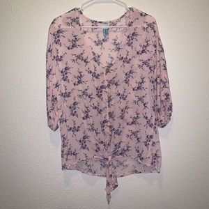 NWOT Pink w/purple flower top
